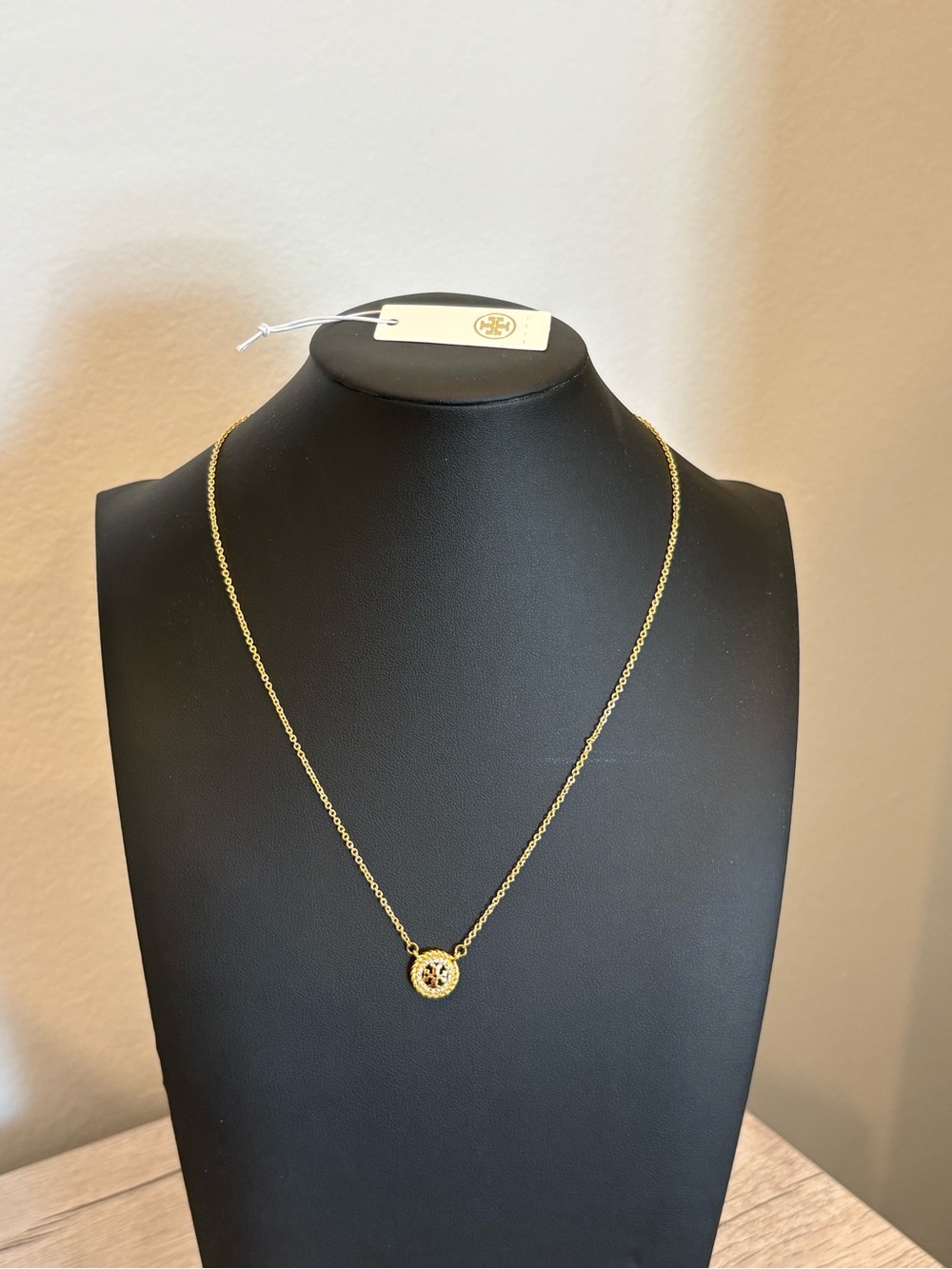 Tory Burch Gold-Tone Kira Crystal Pave Logo Necklace
